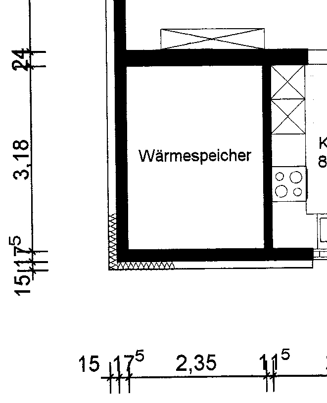 Speicherraum in der Nordecke des Hauses