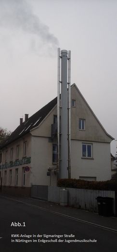 KWK mit Wärmeübertragung an den Schornstein des Spitzenlastkessels